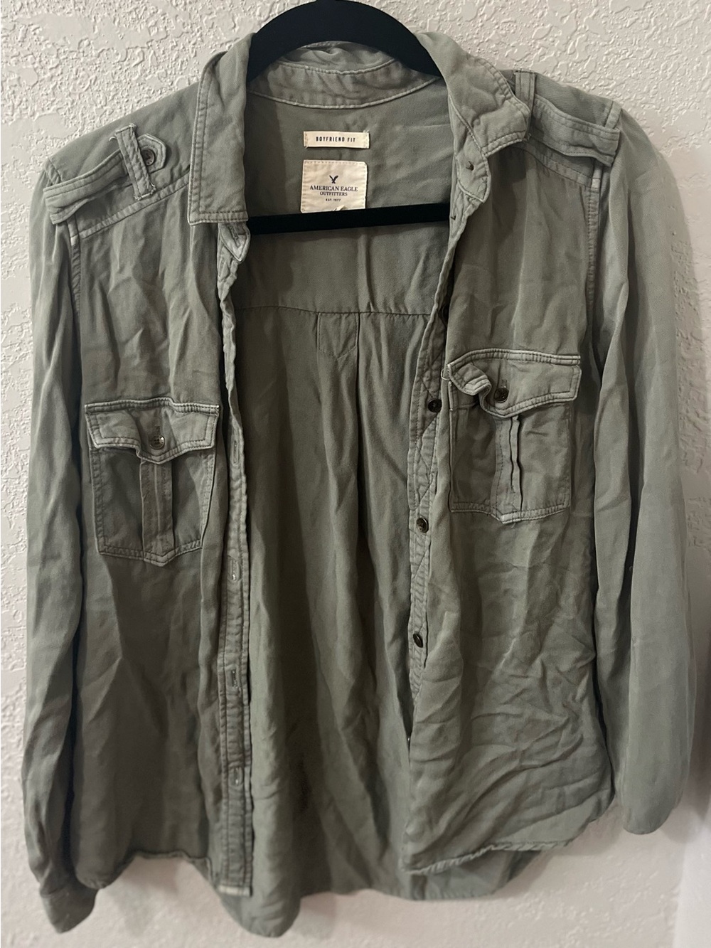 American Eagle Outfitters Men's Sage Green Lightweight Utility Shirt Jacket